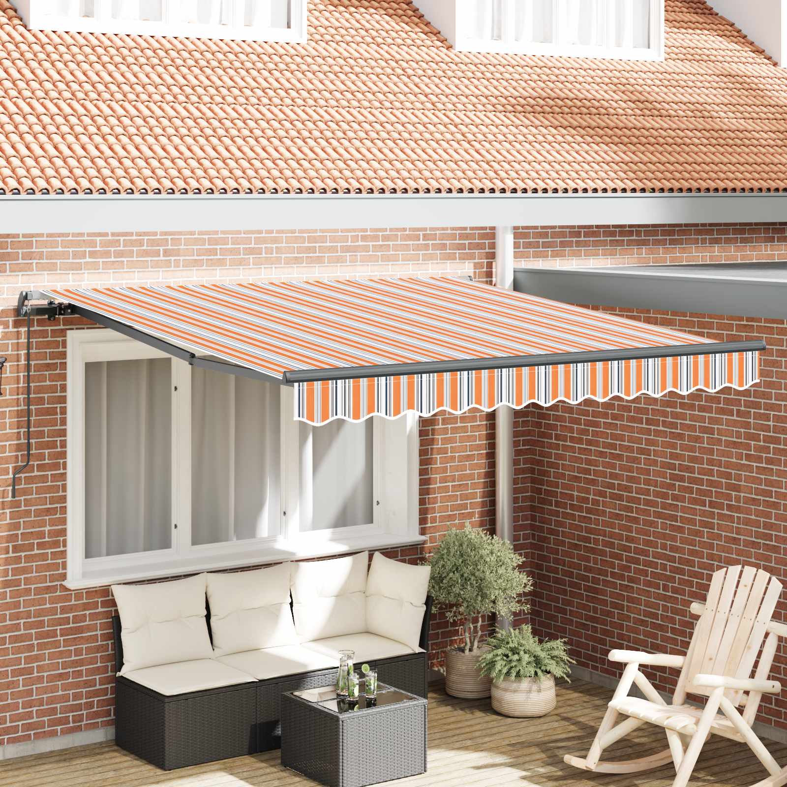 vidaXL Einziehbare Markise Mehrfarbig 300 x 250 cm Polyester und Stahl –