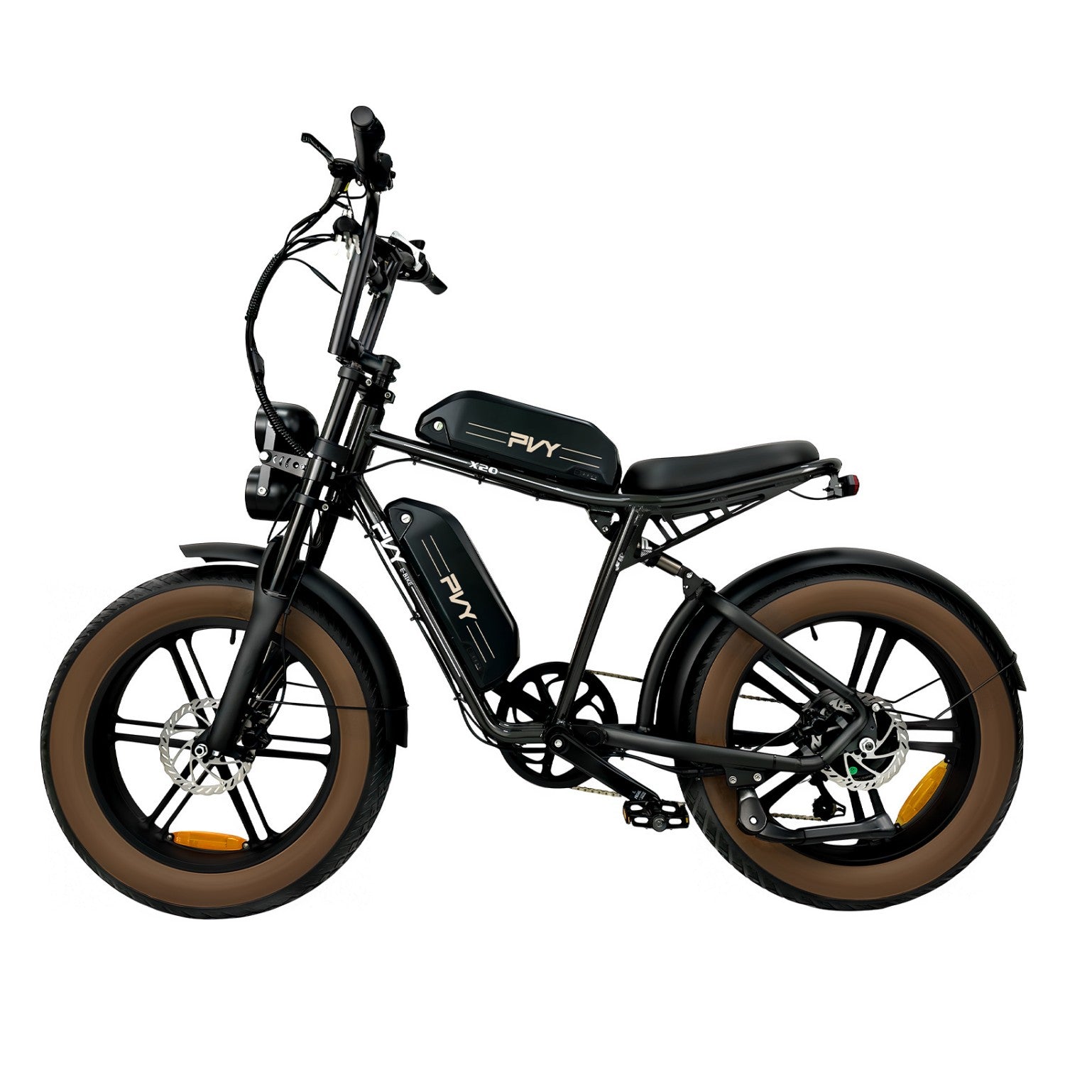 Vélo électrique pliant PVY X20 IT - Moteur 250 W Batterie 48 V 15 Ah*2 Pneus 20 pouces Frein à disque hydraulique - Noir