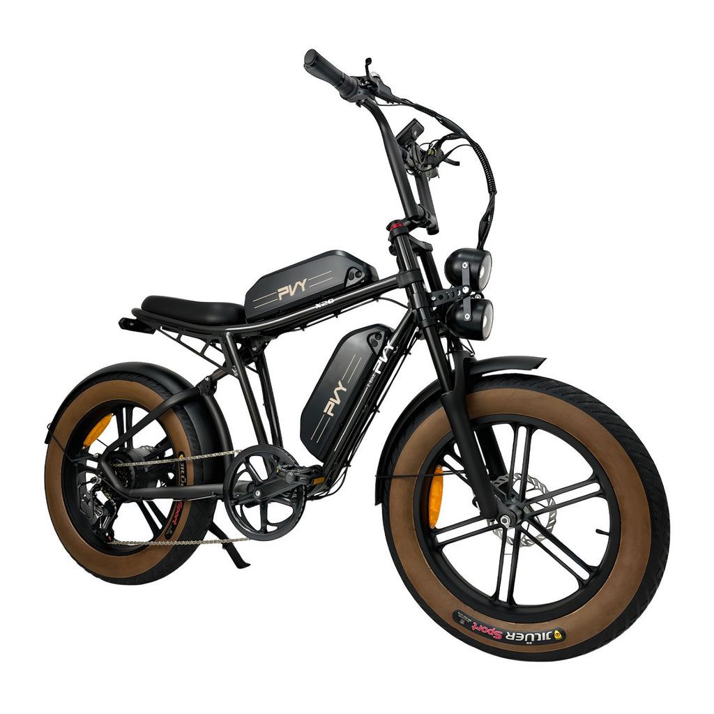 Vélo électrique pliant PVY X20 IT - Moteur 250 W Batterie 48 V 15 Ah*2 Pneus 20 pouces Frein à disque hydraulique - Noir