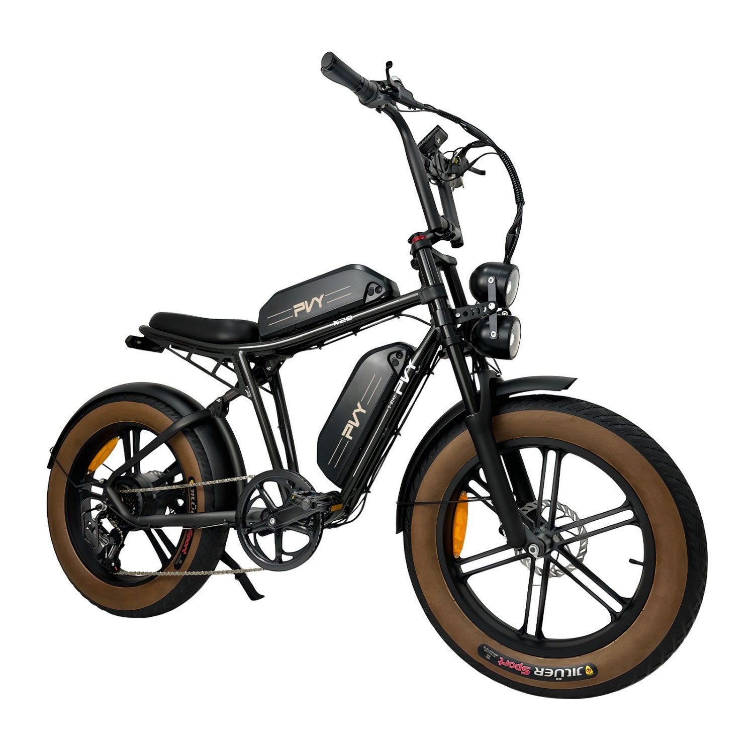 Vélo électrique pliant PVY X20 IT - Moteur 250 W Batterie 48 V 15 Ah*2 Pneus 20 pouces Frein à disque hydraulique - Noir