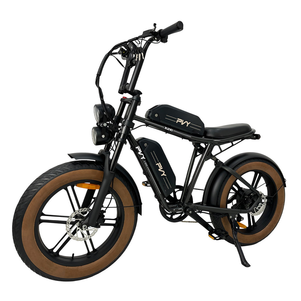 Vélo électrique pliant PVY X20 IT - Moteur 250 W Batterie 48 V 15 Ah*2 Pneus 20 pouces Frein à disque hydraulique - Noir