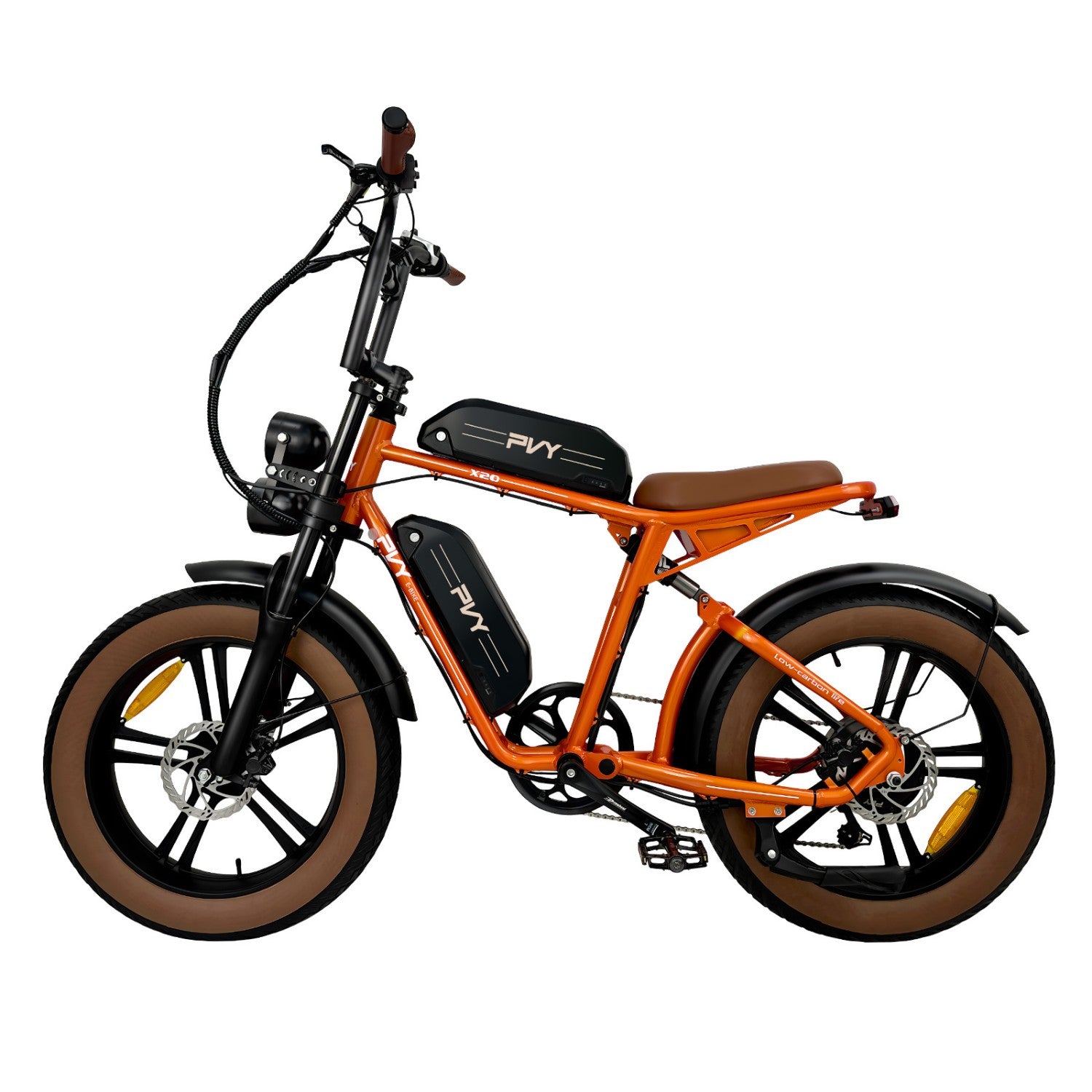 E-Bike PVY X20 IT - 250W Motor 48V15AH*2 Battery 20-inch Tires Hydraulic Disc Brake - Orange