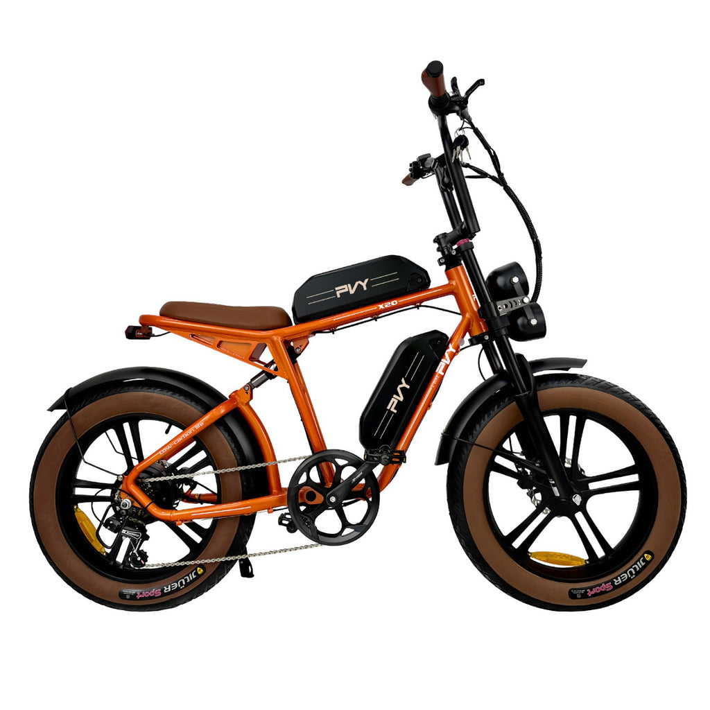 E-Bike PVY X20 IT - 250W Motor 48V15AH*2 Battery 20-inch Tires Hydraulic Disc Brake - Orange