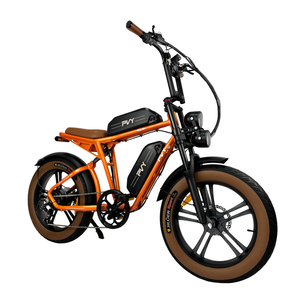 E-Bike PVY X20 IT - 250W Motor 48V15AH*2 Battery 20-inch Tires Hydraulic Disc Brake - Orange