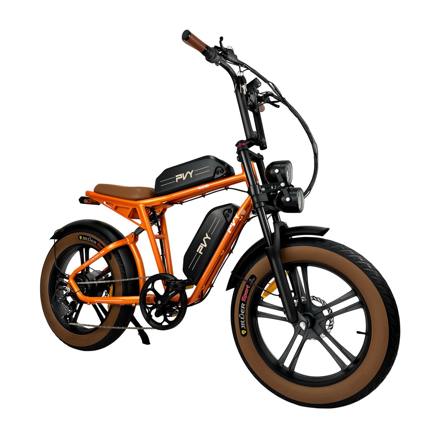 E-Bike PVY X20 IT - 250W Motor 48V15AH*2 Battery 20-inch Tires Hydraulic Disc Brake - Orange