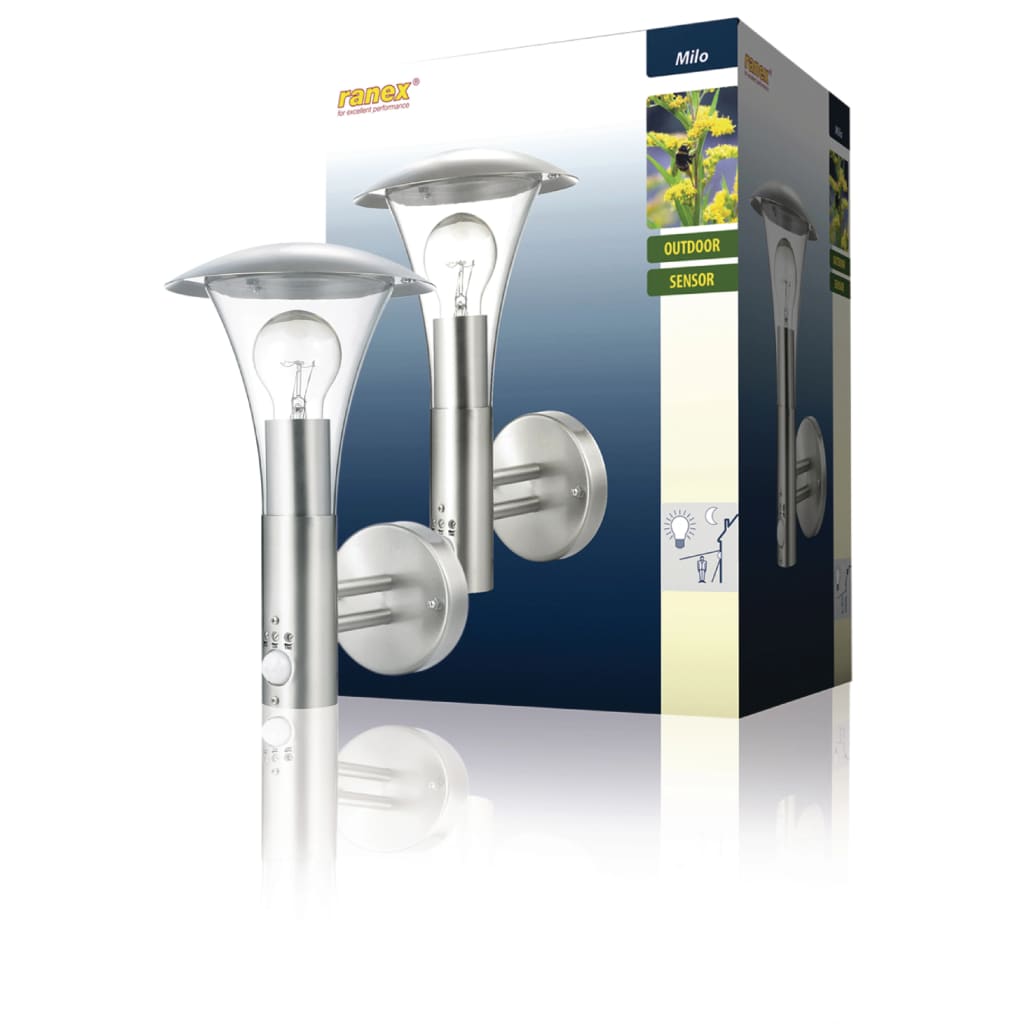 Ranex Wandleuchte mit PIR-Sensor 60 W Chrom 5000.318