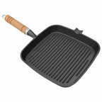 vidaXL Grillpfanne mit Holzgriff Gusseisen 20 x 20 cm
