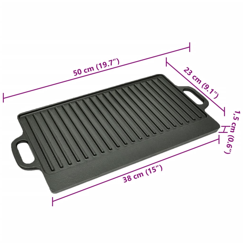 vidaXL Grillplatte Wendeplatte Gusseisen 50x23 cm