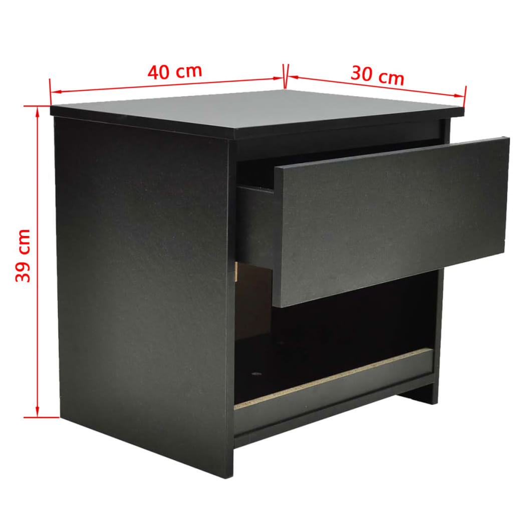 vidaXL Nachttische 2 Stk. mit 1 Schublade Schwarz