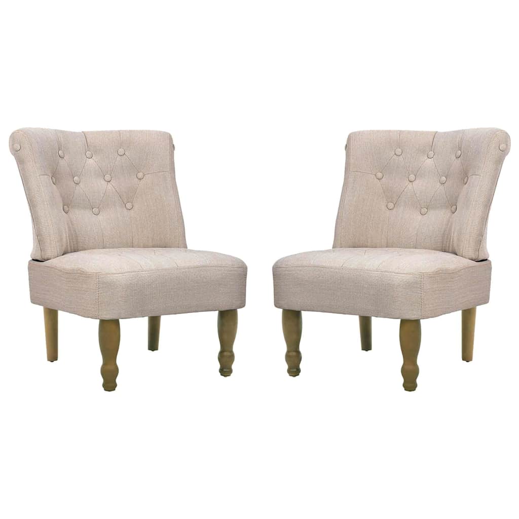 vidaXL Französische Stühle 2 Stk. Creme Stoff