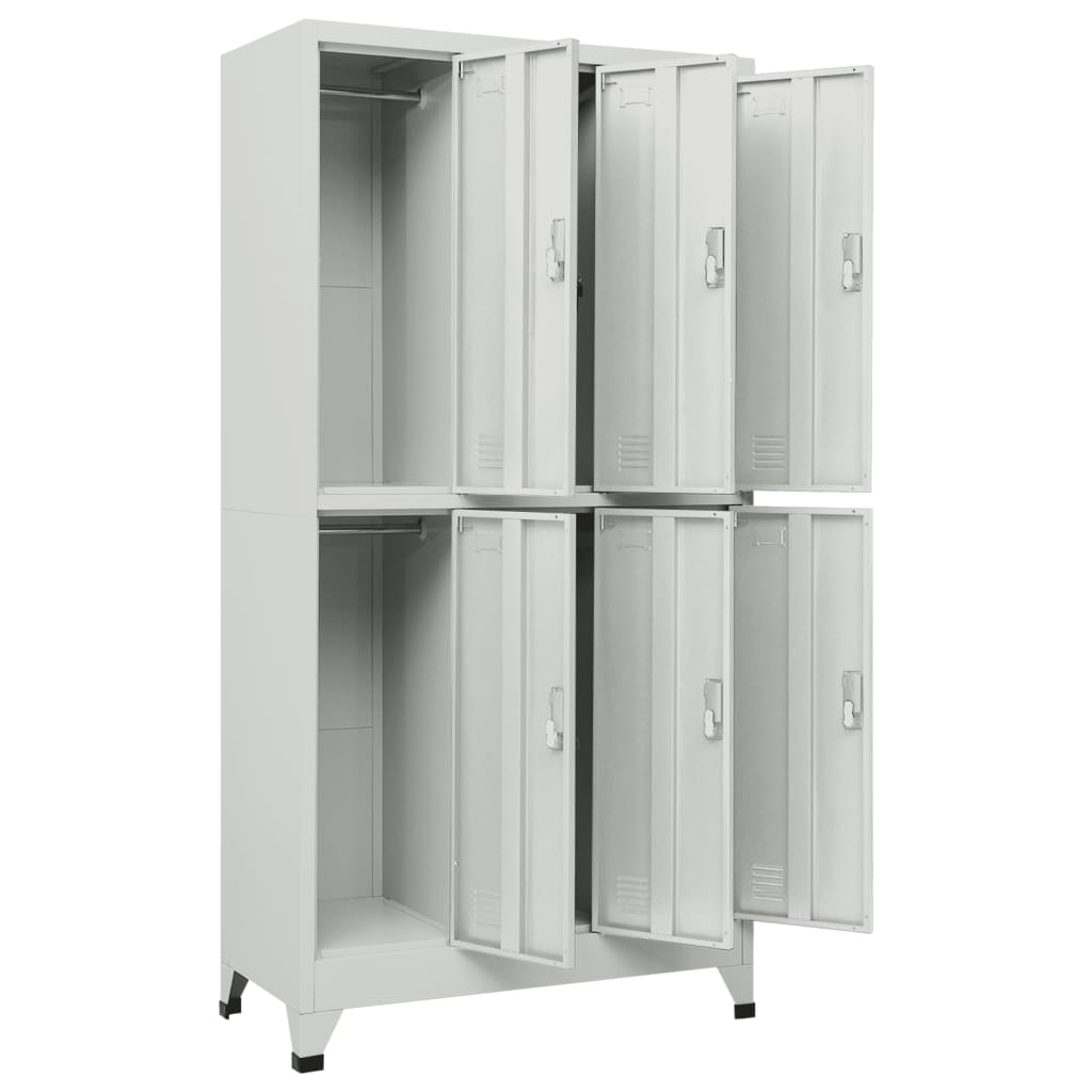 vidaXL Schließfachschrank mit 6 Fächern Stahl 90x45x180 cm Grau