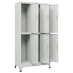vidaXL Schließfachschrank mit 6 Fächern Stahl 90x45x180 cm Grau