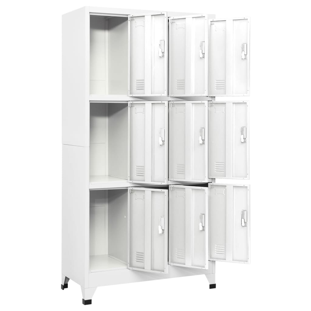 vidaXL Schließfachschrank mit 9 Fächern Stahl 90x45x180 cm Grau
