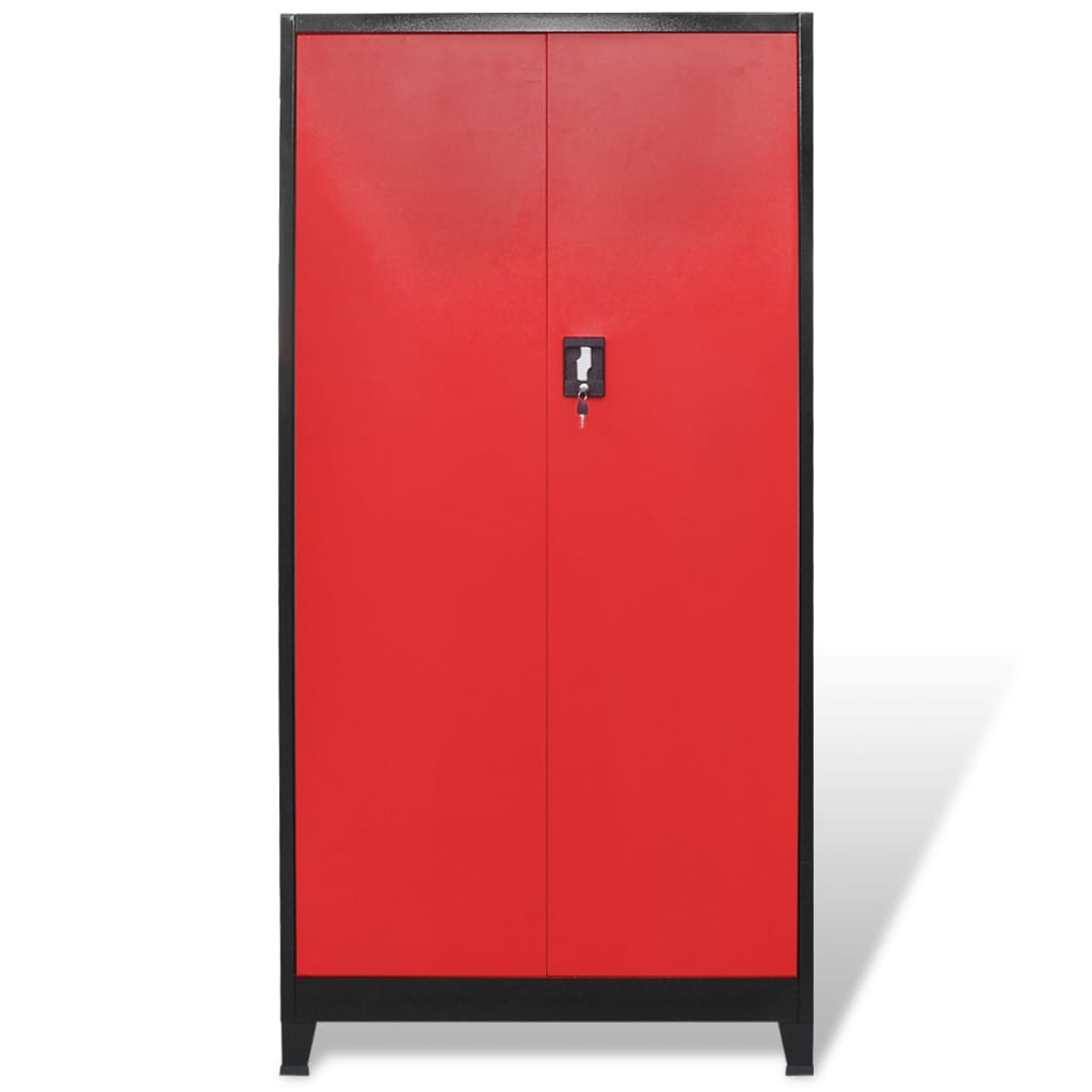 vidaXL Werkzeugschrank mit 2 Türen Stahl 90x40x180 cm Schwarz/Rot