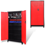 vidaXL Werkzeugschrank mit 2 Türen Stahl 90x40x180 cm Schwarz/Rot