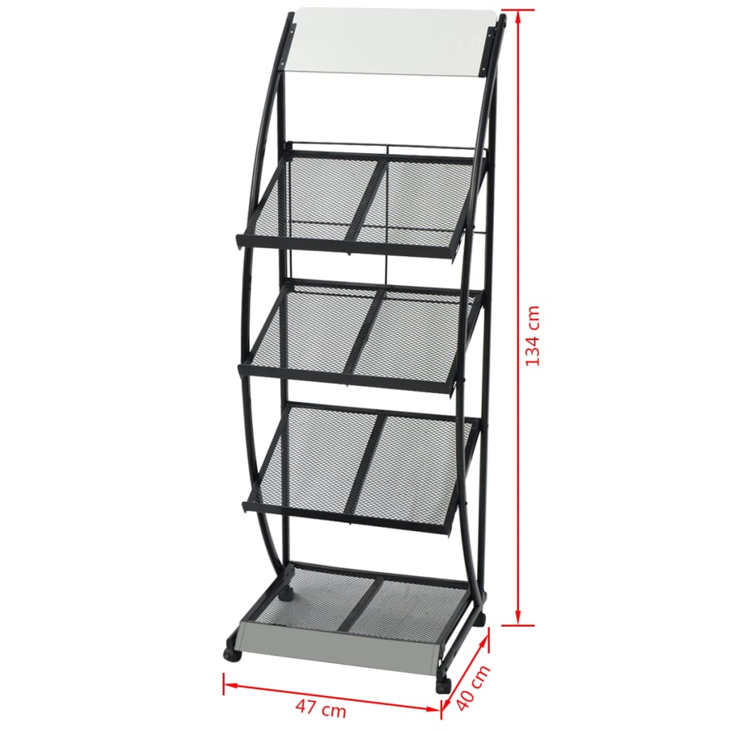vidaXL Zeitschriftenständer 47 x 40 x 134 cm Schwarz und Weiß A4