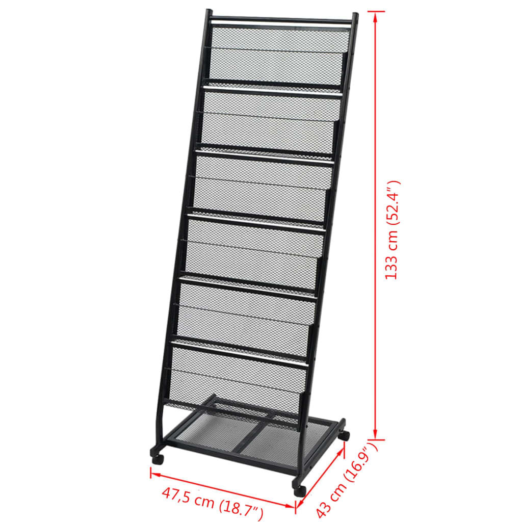 vidaXL Zeitschriftenständer 47,5×43×133 cm Schwarz A4