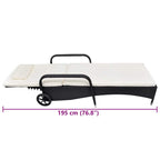 vidaXL Sonnenliege mit Polster & Rollen Poly Rattan Schwarz
