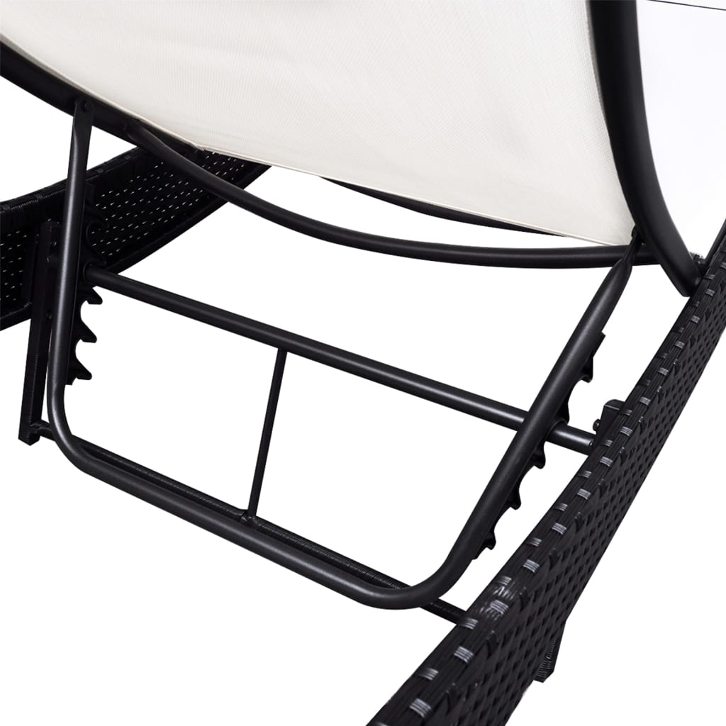 vidaXL Sonnenliege Poly Rattan Schwarz