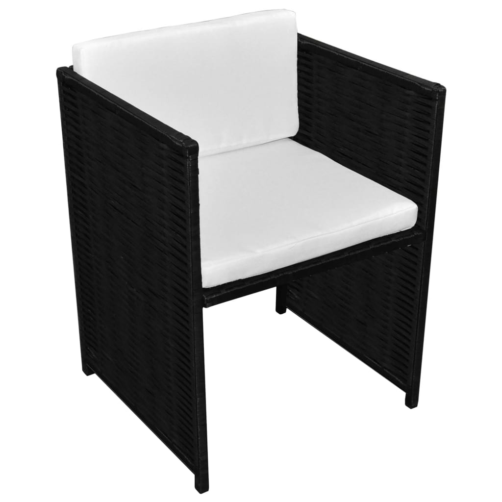 vidaXL 3-tlg. Bistro-Set mit Auflagen Poly Rattan Schwarz