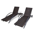 vidaXL Sonnenliegen mit Tisch Poly Rattan Braun