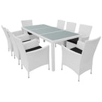 vidaXL 9-tlg. Garten-Essgruppe Poly Rattan Cremeweiß