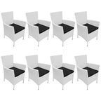 vidaXL 9-tlg. Garten-Essgruppe Poly Rattan Cremeweiß