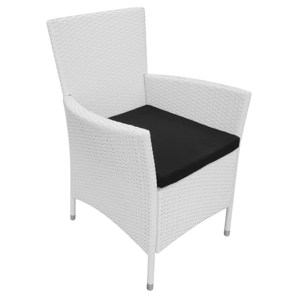 vidaXL 9-tlg. Garten-Essgruppe Poly Rattan Cremeweiß