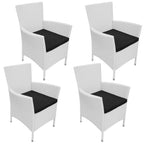 vidaXL 5-tlg. Garten-Essgruppe Poly Rattan Cremeweiß