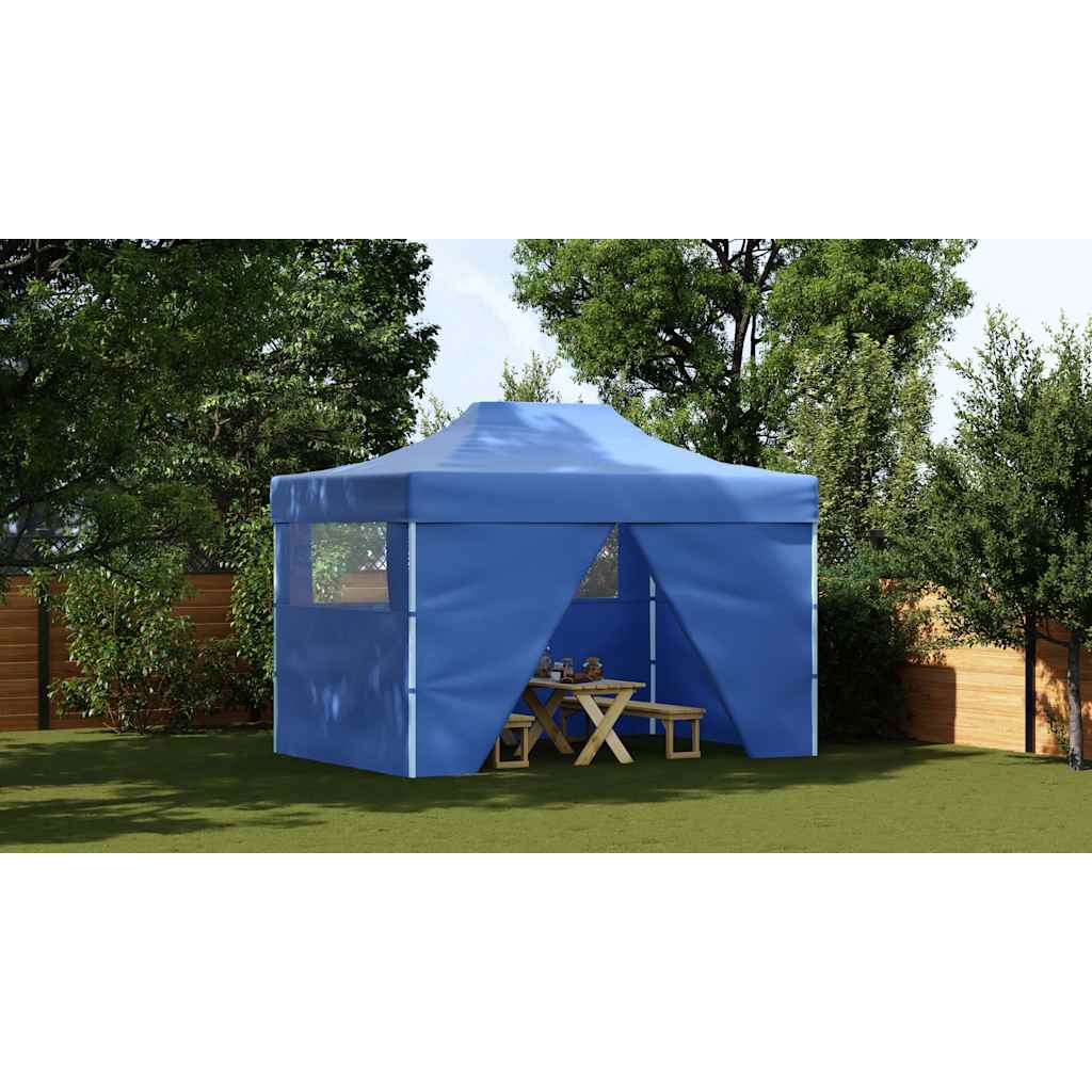 vidaXL Faltzelt Pop-Up mit 4 Seitenteilen 3x4,5 m Blau