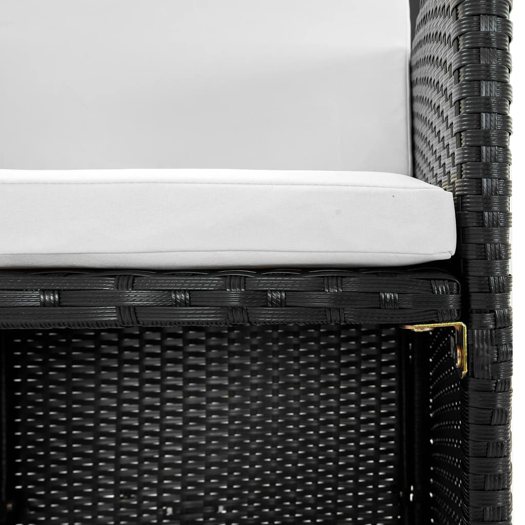 vidaXL 9-tlg. Garten-Essgruppe mit Auflagen Poly Rattan Schwarz