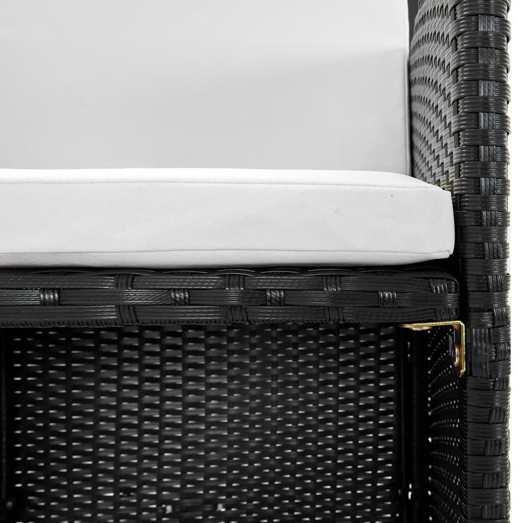 vidaXL 13-tlg. Garten-Essgruppe mit Auflagen Poly Rattan Schwarz