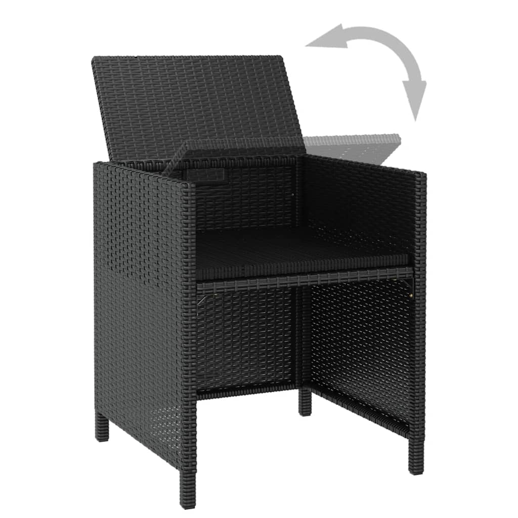 vidaXL 9-tlg. Garten-Essgruppe Poly Rattan Akazienholz Schwarz