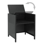 vidaXL 11-tlg. Garten-Essgruppe Poly Rattan Akazienholz Schwarz
