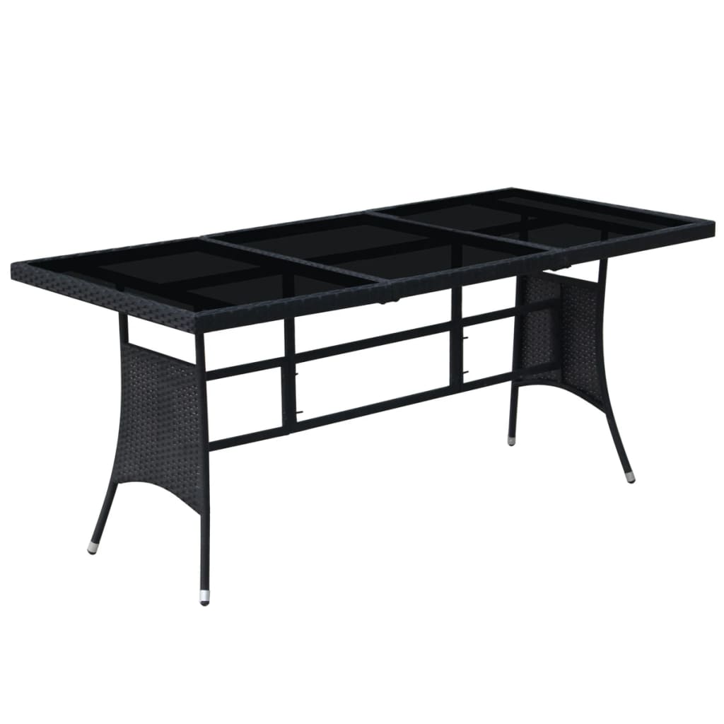 vidaXL 9-tlg. Garten-Essgruppe mit Kissen Poly Rattan Schwarz