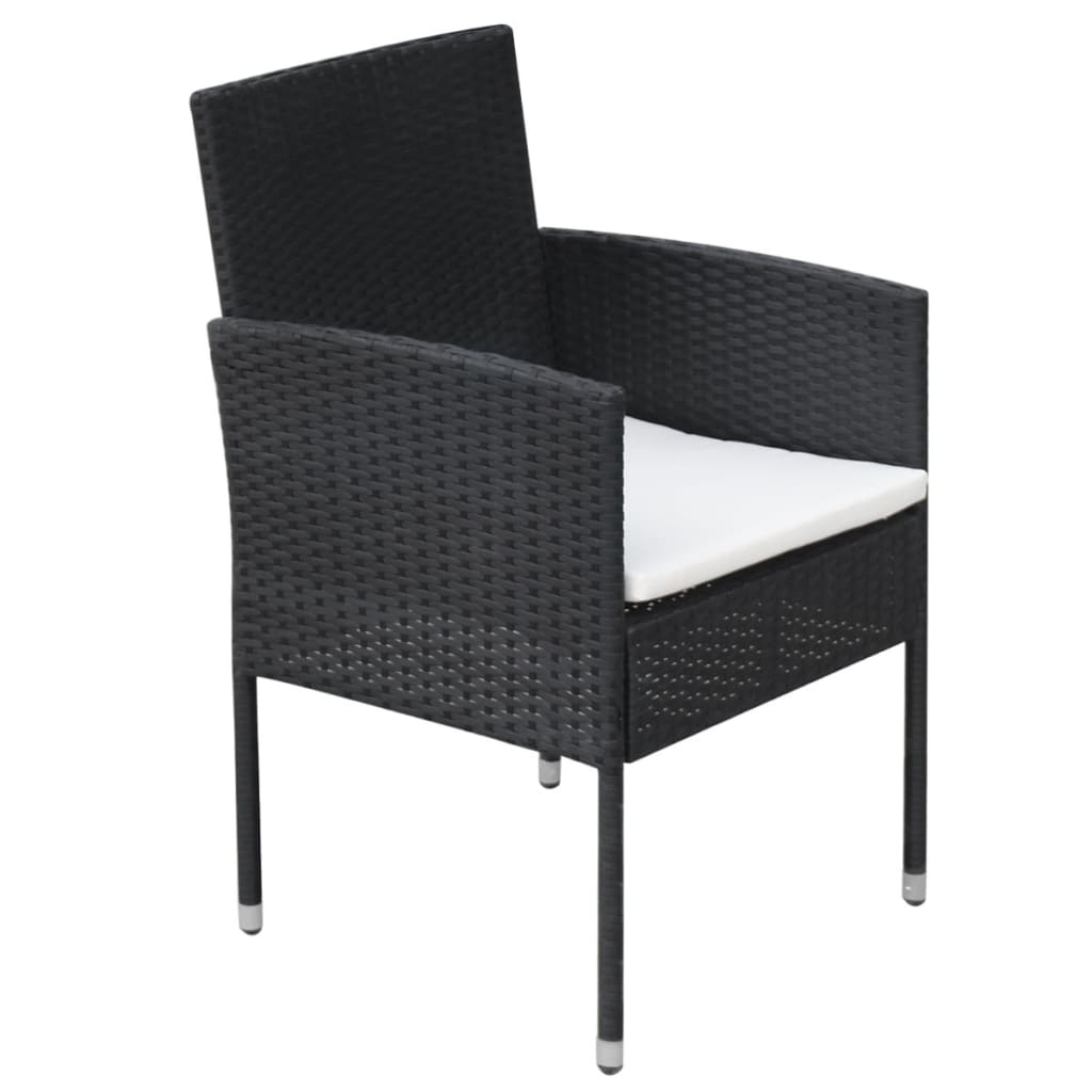 vidaXL 9-tlg. Garten-Essgruppe mit Kissen Poly Rattan Schwarz