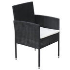 vidaXL 9-tlg. Garten-Essgruppe mit Kissen Poly Rattan Schwarz