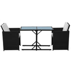 vidaXL 3-tlg. Bistro-Set mit Kissen Poly Rattan Schwarz
