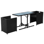 vidaXL 3-tlg. Bistro-Set mit Kissen Poly Rattan Schwarz