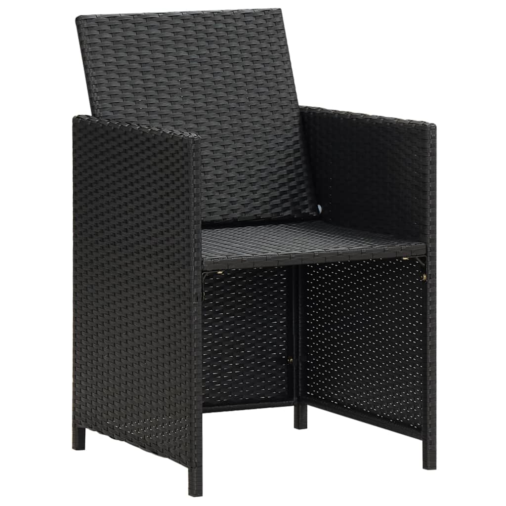vidaXL Gartenstühle 2 Stk. mit Polstern und Kissen Poly Rattan Schwarz