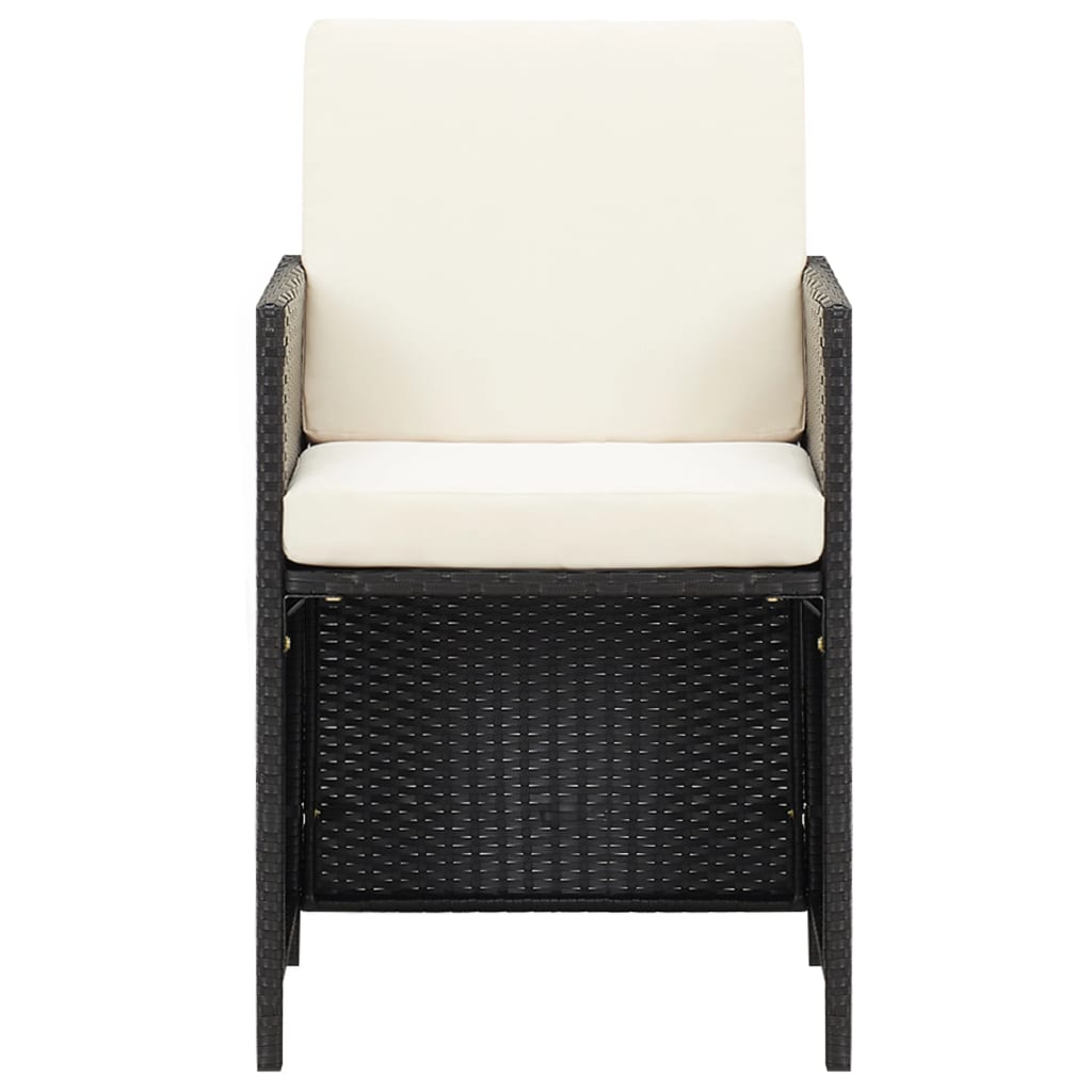 vidaXL Gartenstühle 2 Stk. mit Polstern und Kissen Poly Rattan Schwarz