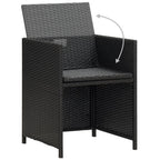 vidaXL Gartenstühle 2 Stk. mit Polstern und Kissen Poly Rattan Schwarz