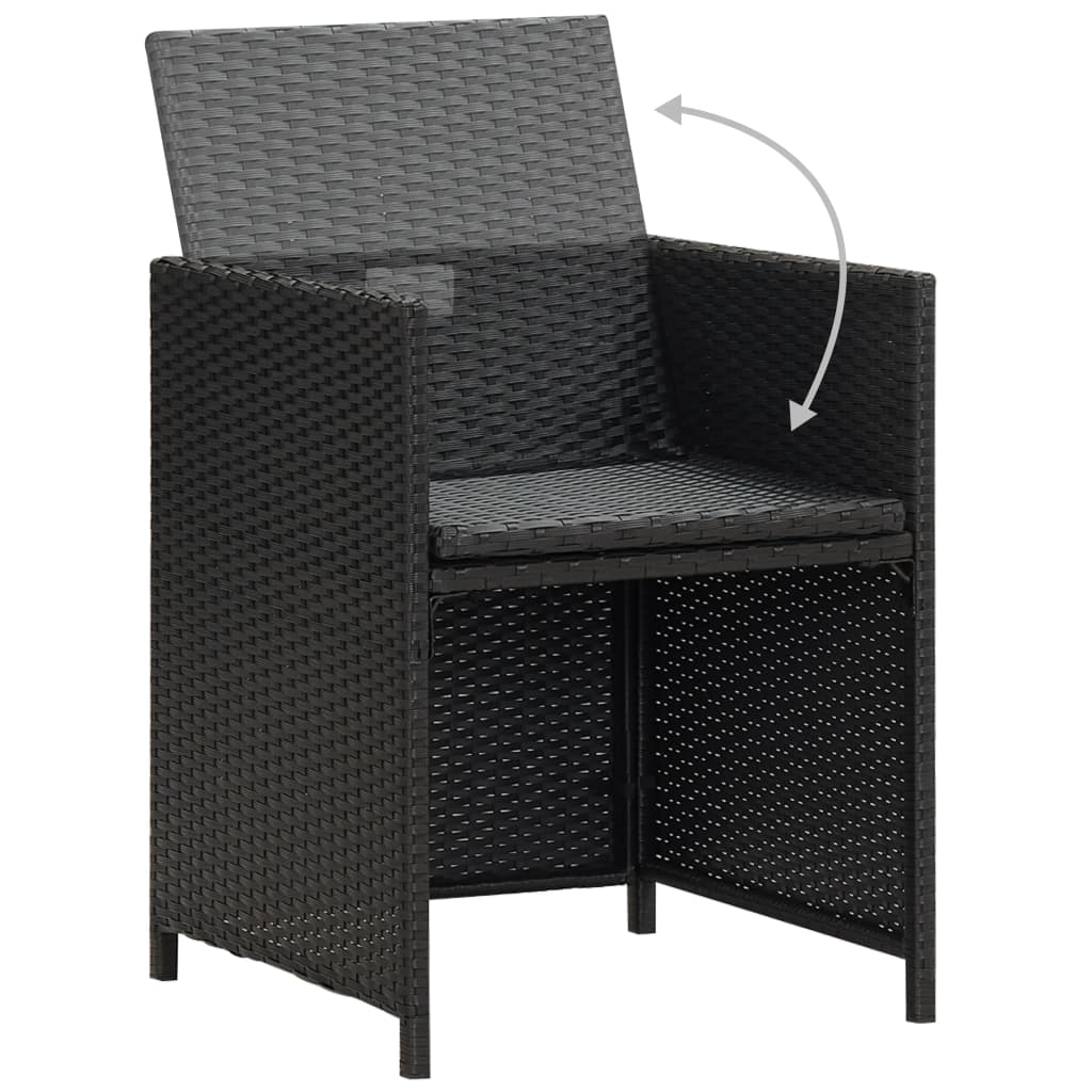 vidaXL Gartenstühle 2 Stk. mit Polstern und Kissen Poly Rattan Schwarz