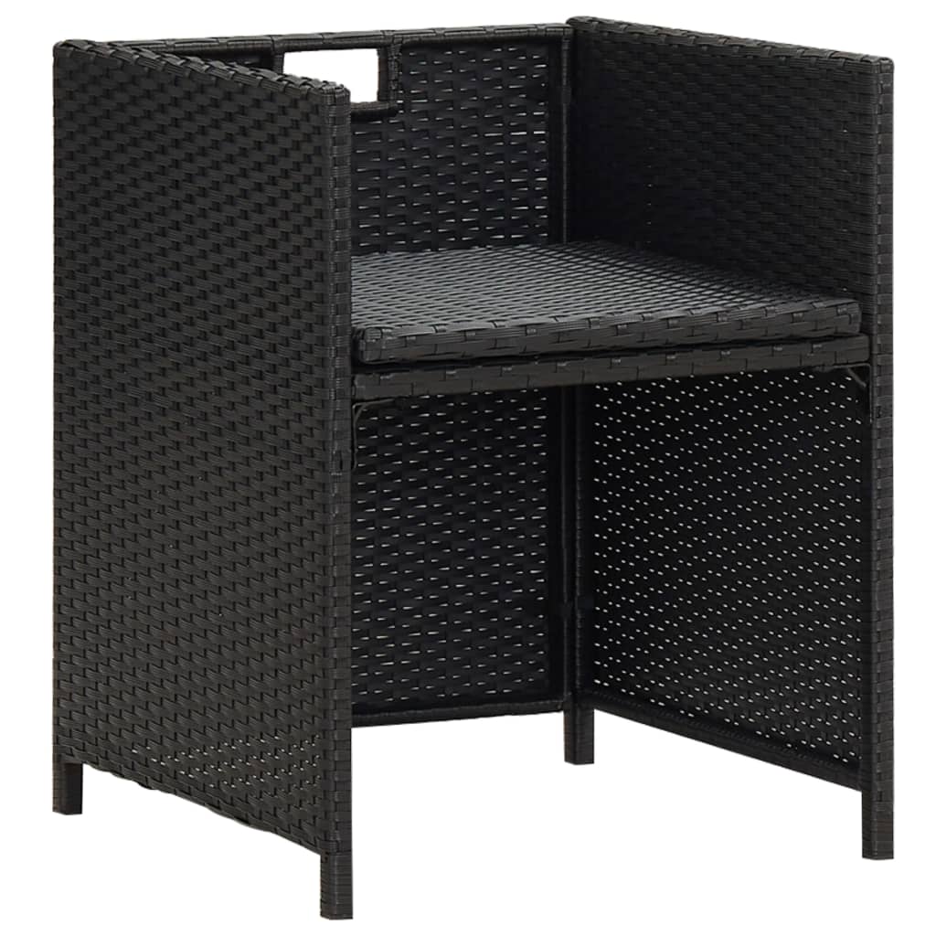 vidaXL Gartenstühle 2 Stk. mit Polstern und Kissen Poly Rattan Schwarz