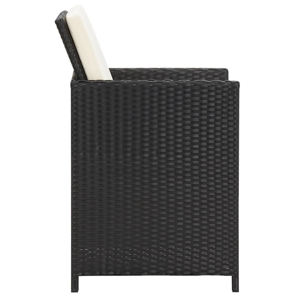 vidaXL Gartenstühle 2 Stk. mit Polstern und Kissen Poly Rattan Schwarz