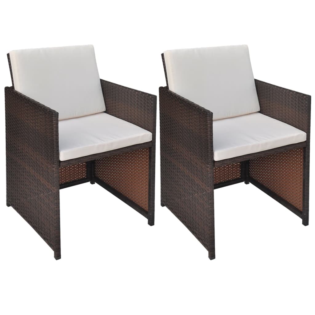 vidaXL Gartenstühle 2 Stk. mit Polstern und Kissen Poly Rattan Schwarz