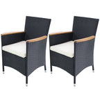 vidaXL Gartenstühle 2 Stk. mit Polstern Poly Rattan Schwarz