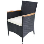 vidaXL Gartenstühle 2 Stk. mit Polstern Poly Rattan Schwarz