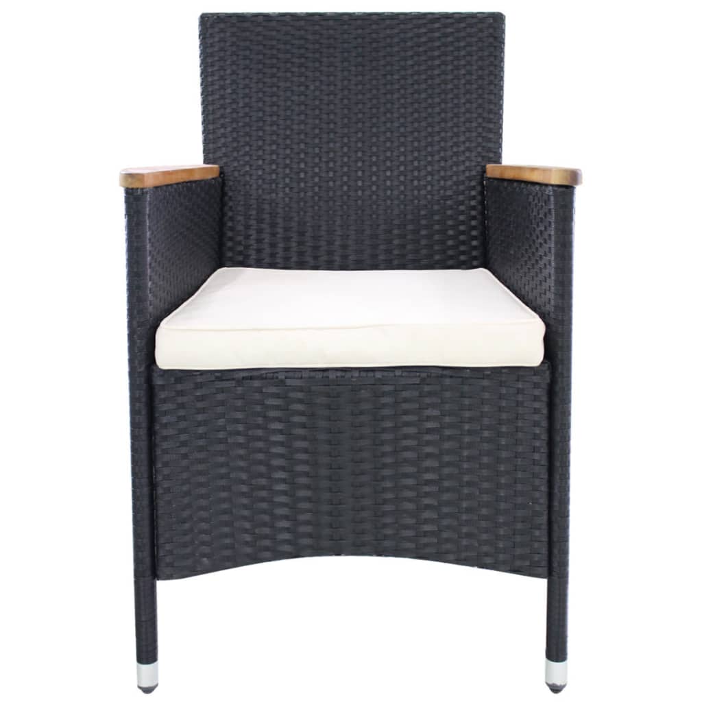 vidaXL Gartenstühle 2 Stk. mit Polstern Poly Rattan Schwarz