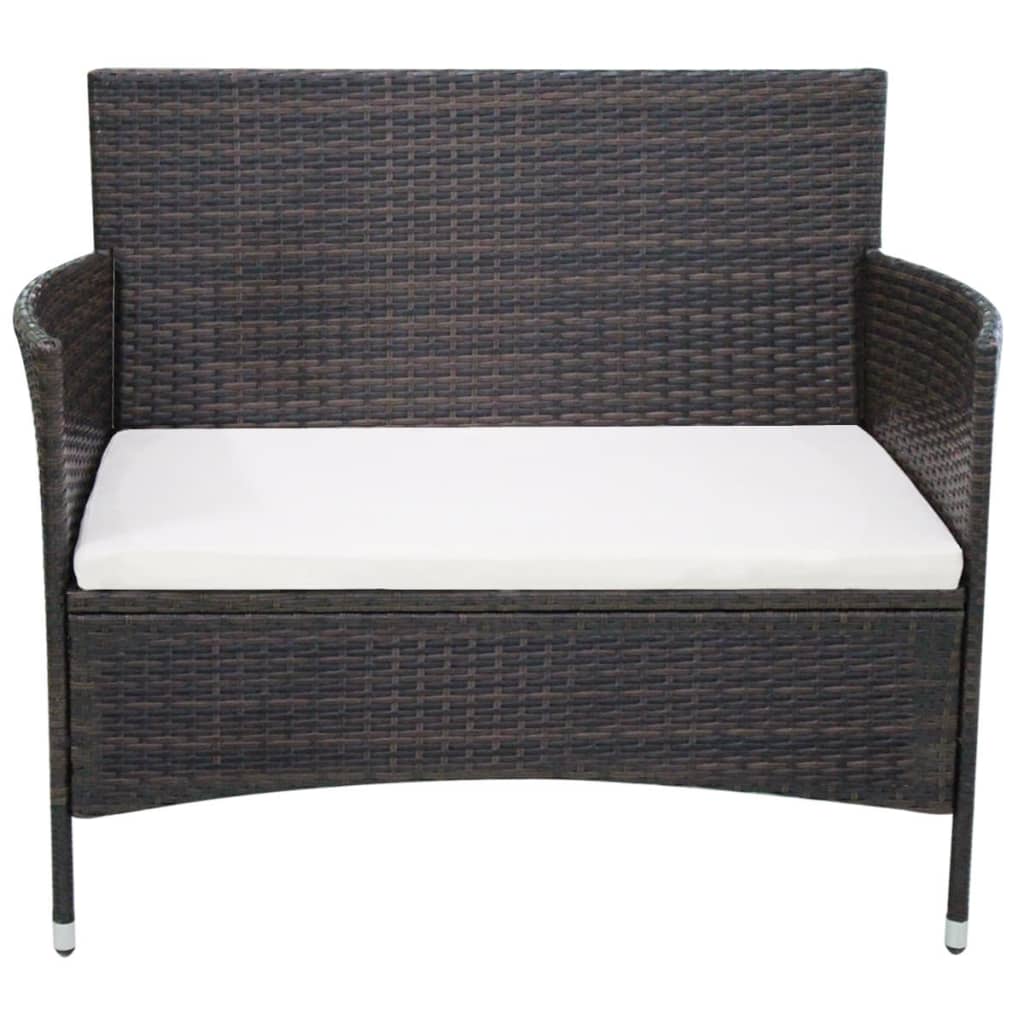 vidaXL Gartenbank 106 cm Poly Rattan Braun